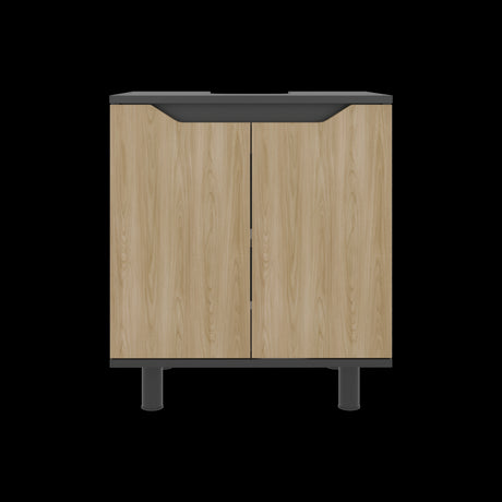 Mueble para Lavamanos Marlo Wengue y Fresno Europeo 55x63cm Individual sin Lavamanos y con Dos Puertas - MUEBLES PARA LAVAMANOS | Bylmo