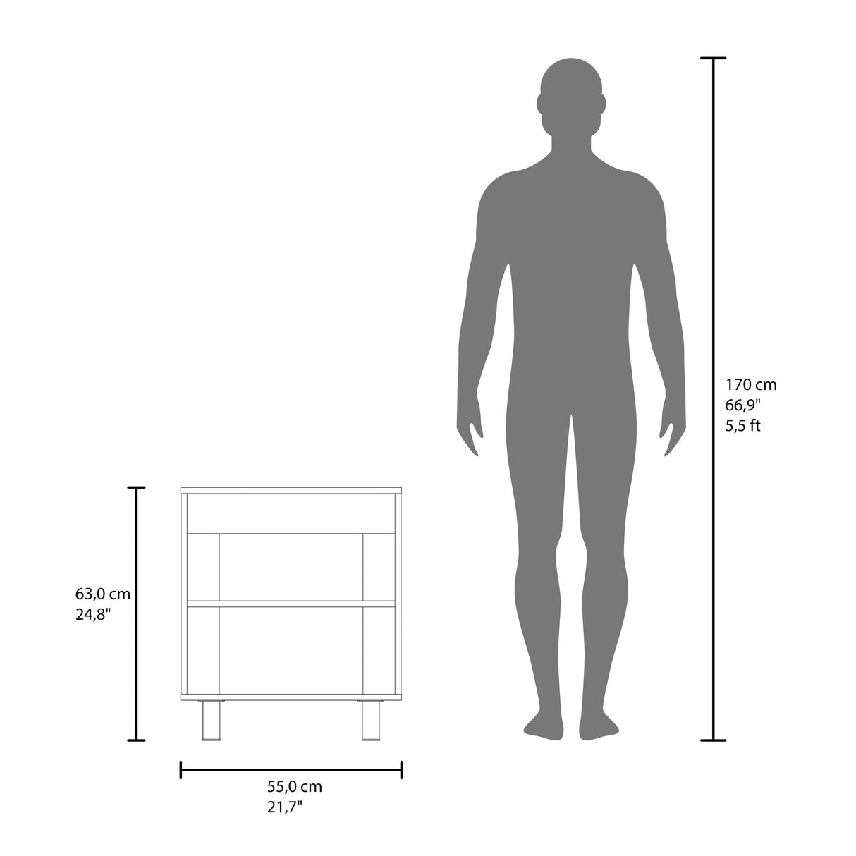Mueble para Lavamanos Marlo Wengue y Fresno Europeo 55x63cm Individual sin Lavamanos y con Dos Puertas - MUEBLES PARA LAVAMANOS | Bylmo
