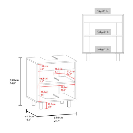 Mueble para Lavamanos Marlo Wengue y Fresno Europeo 55x63cm Individual sin Lavamanos y con Dos Puertas - MUEBLES PARA LAVAMANOS | Bylmo