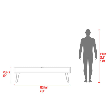 Rack de TV Luft Ceniza 180x49.5cm para TV Hasta 75" Pulgadas con Un Compartimiento - MUEBLES DE TV | Bylmo
