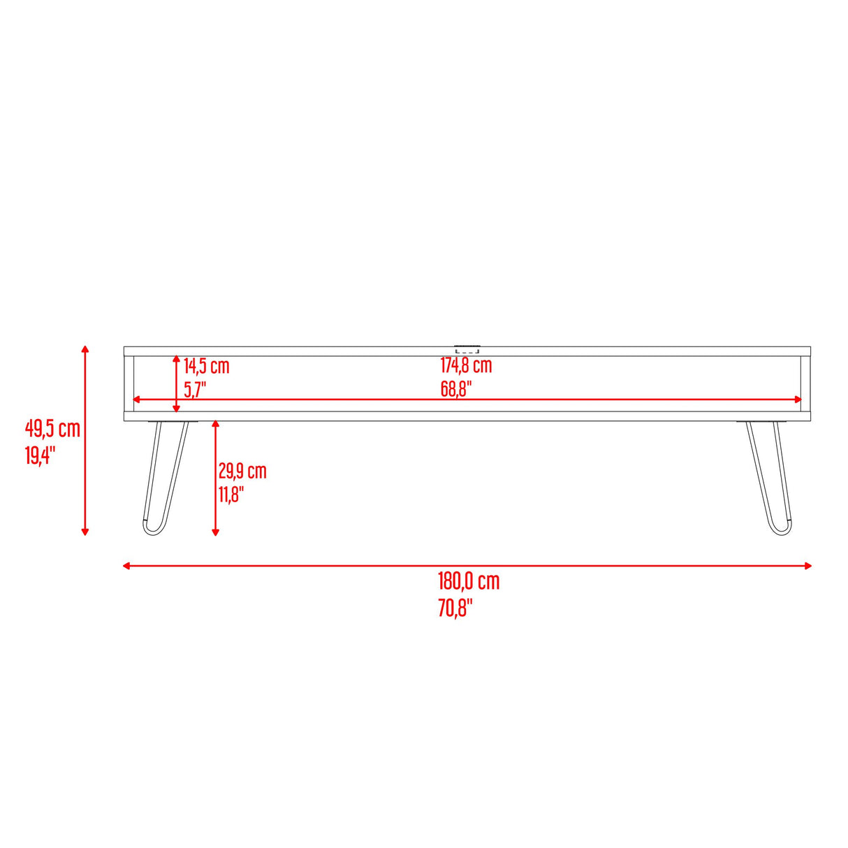 Rack de TV Luft Miel 180x49.5cm para TV Hasta 75" Pulgadas con Un Compartimiento - MUEBLES DE TV | Bylmo