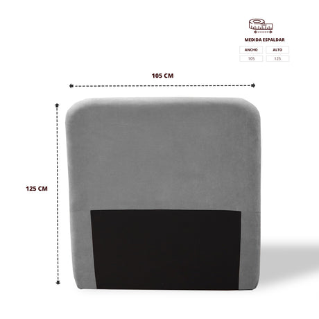 Cabecero de Piso Comfort Gris 100x125cm Abullonado para Cama Sencilla - CABECEROS | Bylmo