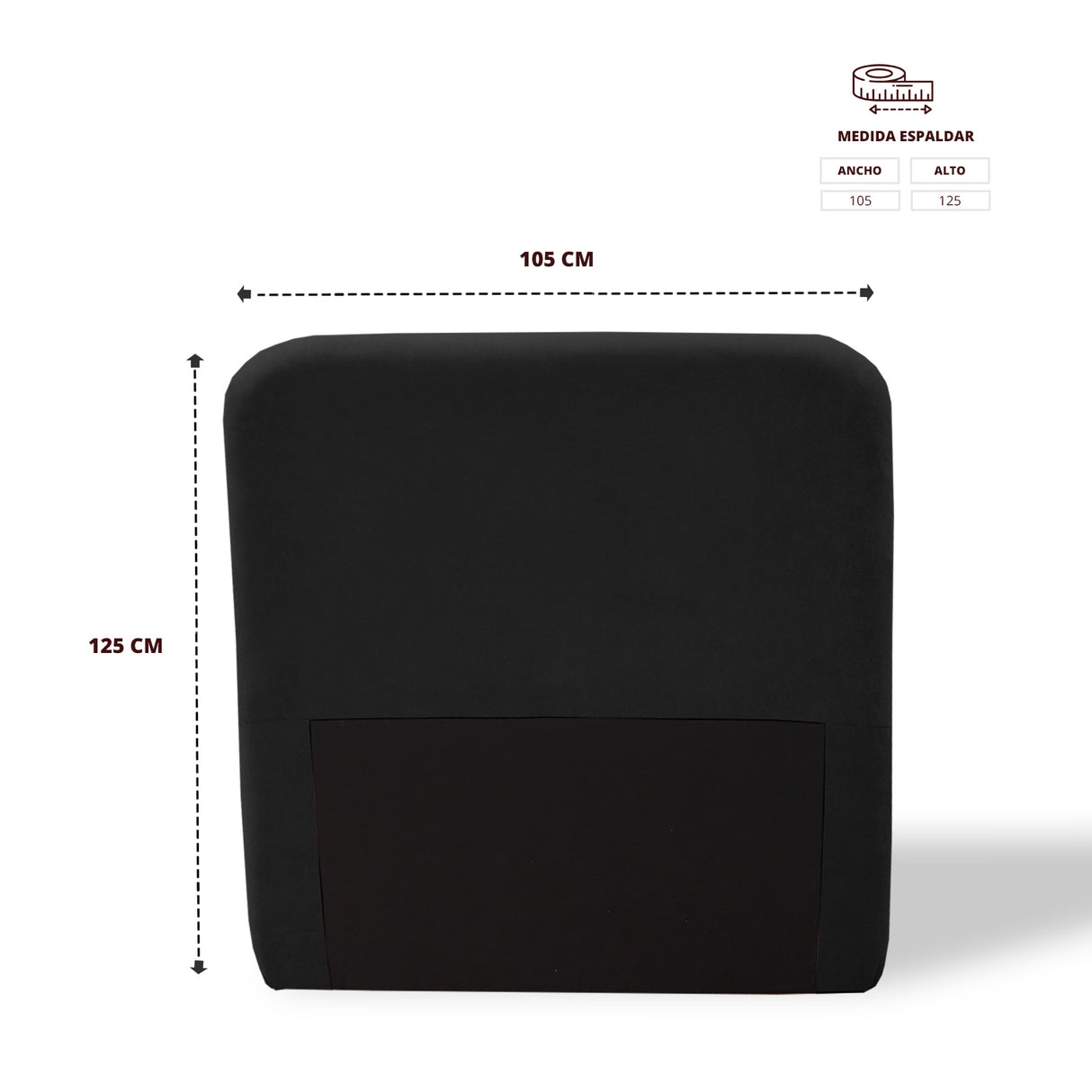 Cabecero de Piso Comfort Negro 100x125cm Abullonado para Cama Sencilla - CABECEROS | Bylmo