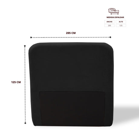 Cabecero de Piso Comfort Negro 200x125cm Abullonado para Cama King - CABECEROS | Bylmo