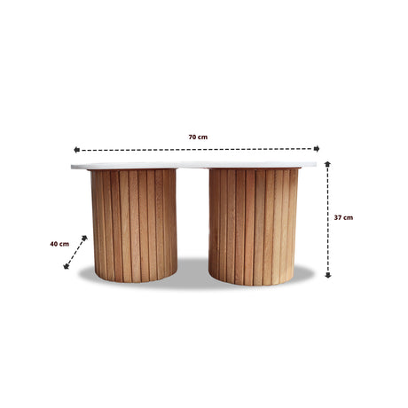 Mesa de Centro Paris Marron Claro 70x37cm Ovalado - MESAS DE CENTRO | Bylmo