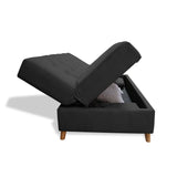 Sofacama Lugano Negro 180x95cm de Tres Puestos Reclinable Antifluido con Almacenamiento y sin Apoya Brazos - SOFAS Y POLTRONAS | Bylmo