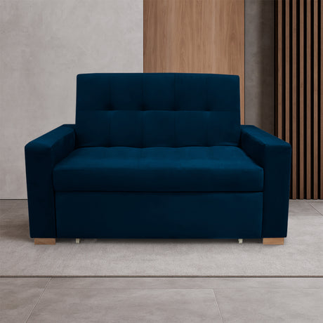 Sofacama Atalanta Azul Petróleo 150x94cm de Dos Puestos Reclinable Antifluido y sin Apoya Brazos - SOFAS Y POLTRONAS | Bylmo