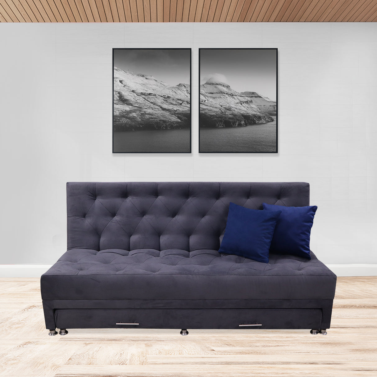 Sofacama Aston Gris 190x95cm de Tres Puestos Reclinable Antifluido y sin Apoya Brazos - SOFAS Y POLTRONAS | Bylmo
