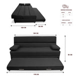 Sofacama Ferreira Negro 190x95cm de Tres Puestos Reclinable Antifluido y sin Apoya Brazos - SOFAS Y POLTRONAS | Bylmo
