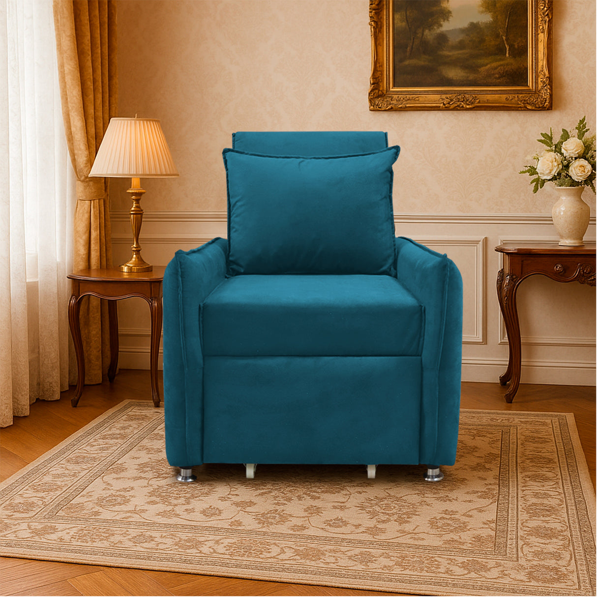 Silla Multipropósito Napoli Turquesa 75x94cm de Un Puesto Reclinable Antifluido y sin Apoya Brazos - SOFAS Y POLTRONAS | Bylmo