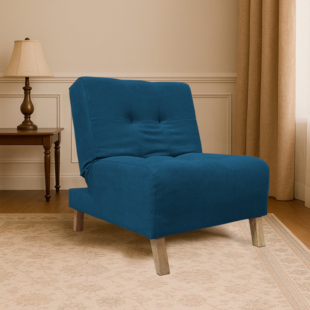 Poltrona Egli Azul Petróleo 70x94cm de Un Puesto Reclinable Antifluido y sin Apoya Brazos - SOFAS Y POLTRONAS | Bylmo