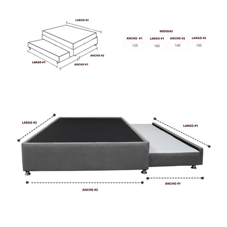 Cama Tarima Nido Comfort Gris para Cama Doble 140 X 190 Cm con Patas - CAMAS | Bylmo