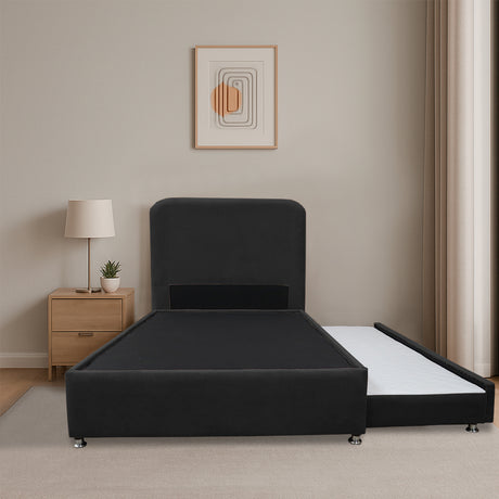 Combo Cama Tarima Nido y Cabecero Comfort Negro para Cama Doble 140 X 190 Cm con Patas - CAMAS | Bylmo