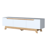 Centro de Entretenimiento Woodall Blanco Y Fresno Europeo 180.6x53cm Para TV hasta 80" Pulgadas con Un Cajón y Tres Compartimientos - MUEBLES DE TV | Bylmo