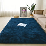 Alfombra de Peluche Rectangular Azul Oscuro 150x200cm Fondo Entero Suave Antideslizante para Sala De Estar - TAPETES Y ALFOMBRAS | Bylmo