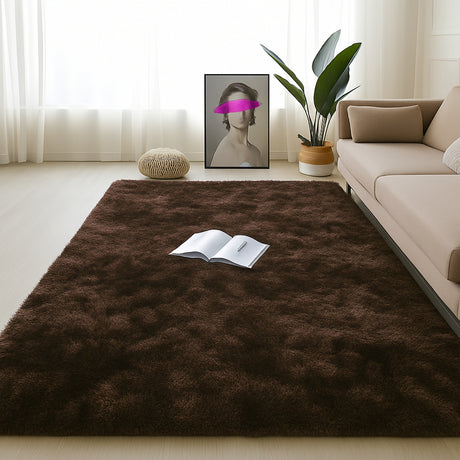 Alfombra de Peluche Rectangular Marron 150x200cm Fondo Entero Suave Antideslizante para Sala De Estar - TAPETES Y ALFOMBRAS | Bylmo