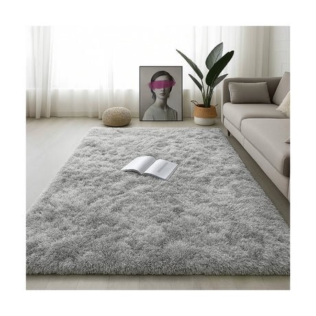 Alfombra de Peluche Rectangular Gris 150x200cm Fondo Entero Suave Antideslizante para Sala De Estar - TAPETES Y ALFOMBRAS | Bylmo