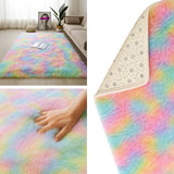 Alfombra de Peluche Rectangular Arcoiris 150x200cm Fondo Entero Suave Antideslizante para Sala De Estar - TAPETES Y ALFOMBRAS | Bylmo