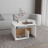 Mesa Auxiliar Everett Blanco Y Fresno 39.8x63.4cm Rectangular con Un Compartimiento - MESAS AUXILIARES | Bylmo