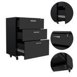 Archivador Wengue 52.8x20.9cm Oficio con Tres Cajones y con Ruedas - ARCHIVADORES | Bylmo