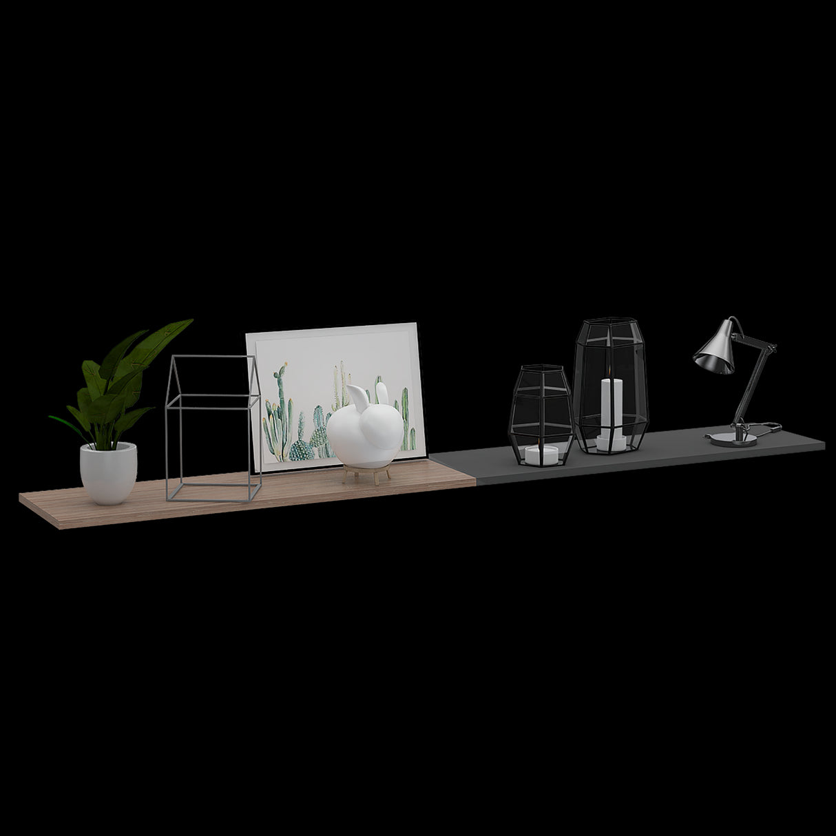 Repisa Wall Z Miel y Plomo 160x1.5cm Rectangular con Dos Entrepaños - REPISAS | Bylmo