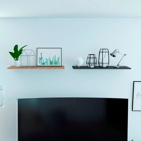 Repisa Wall Z Miel y Plomo 160x1.5cm Rectangular con Dos Entrepaños - REPISAS | Bylmo