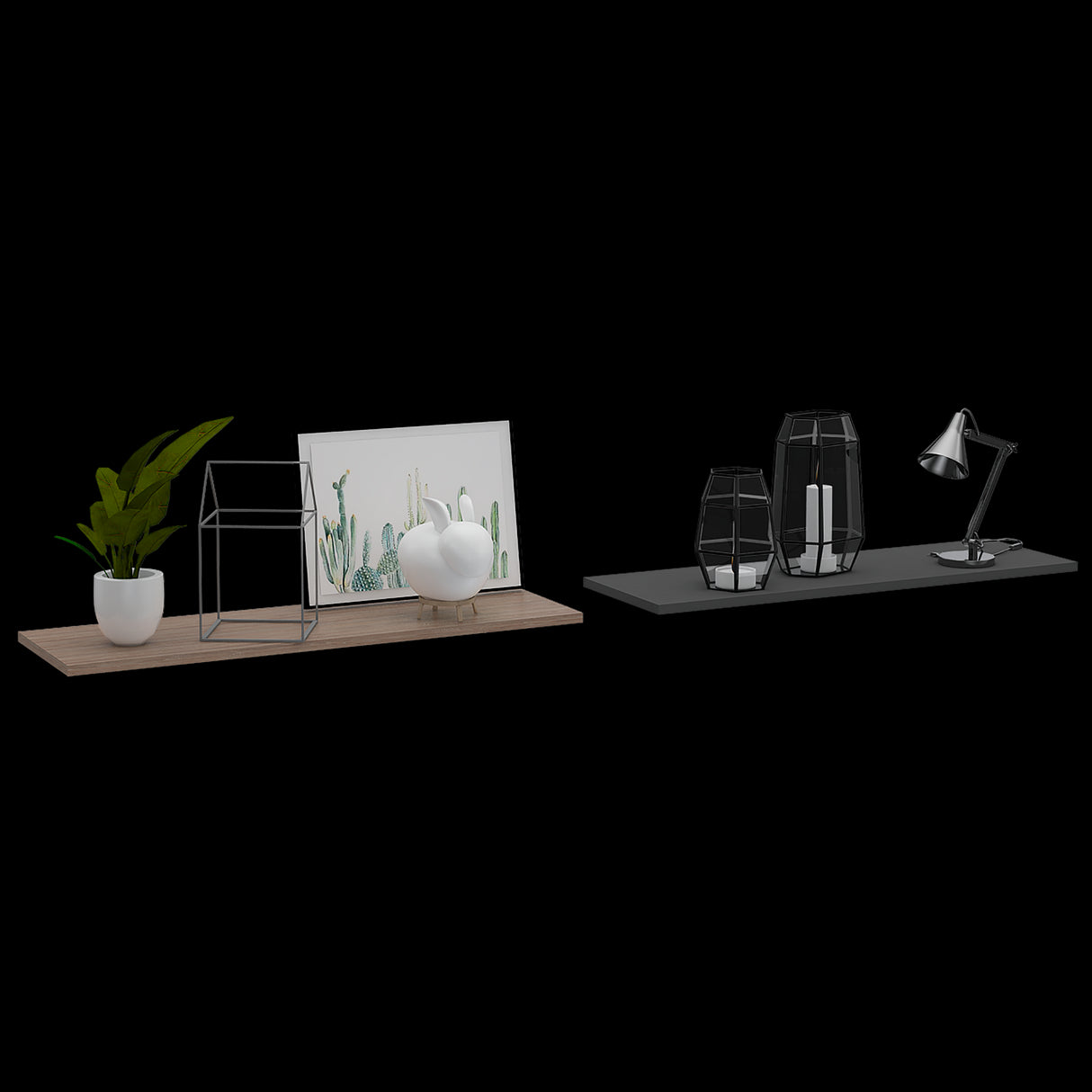 Repisa Wall Z Miel y Plomo 160x1.5cm Rectangular con Dos Entrepaños - REPISAS | Bylmo