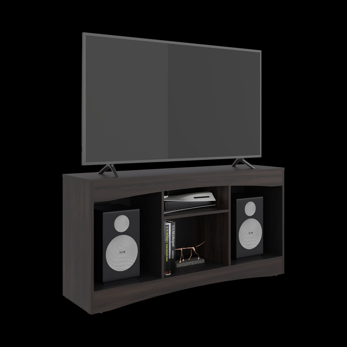 Mesa para TV Fiorenzi Nogal y Wengue 139.2x70cm Para TV Hasta 55" Pulgadas con Tres Compartimientos - MUEBLES DE TV | Bylmo