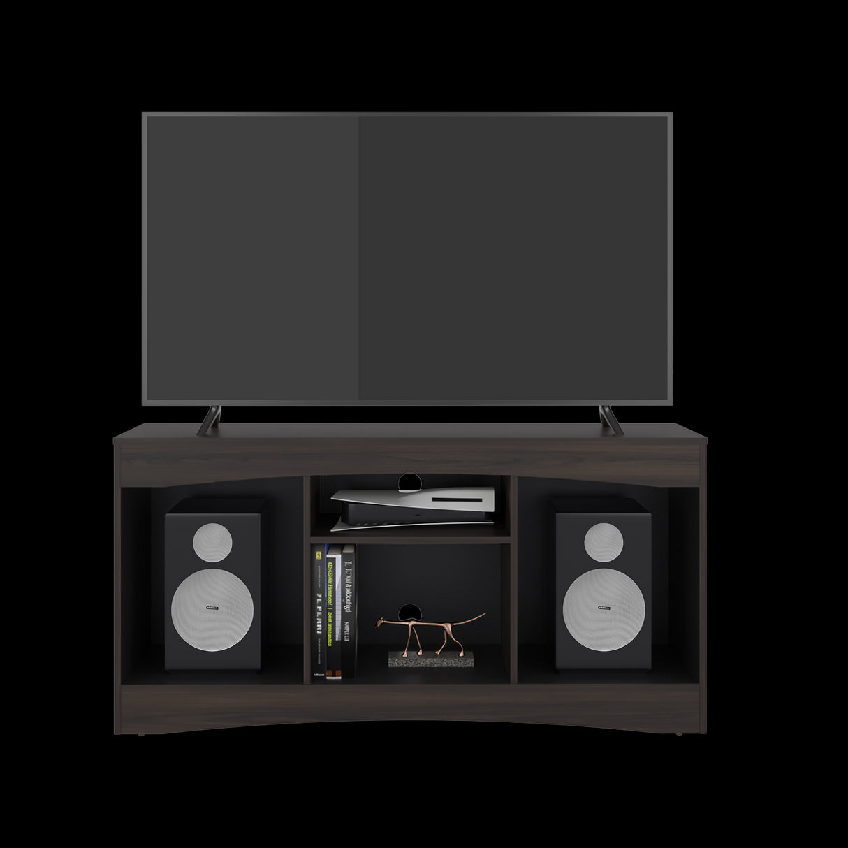 Mesa para TV Fiorenzi Nogal y Wengue 139.2x70cm Para TV Hasta 55" Pulgadas con Tres Compartimientos - MUEBLES DE TV | Bylmo