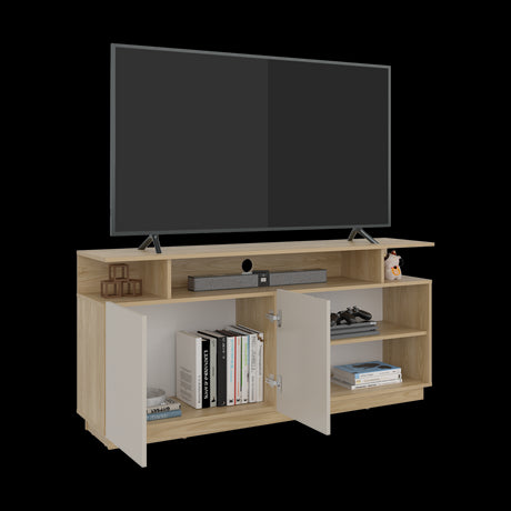 Mesa para TV Hope Fresno Europeo y Capri 150x70cm Para TV Hasta 65" Pulgadas con Cuatro Compartimientos - MUEBLES DE TV | Bylmo