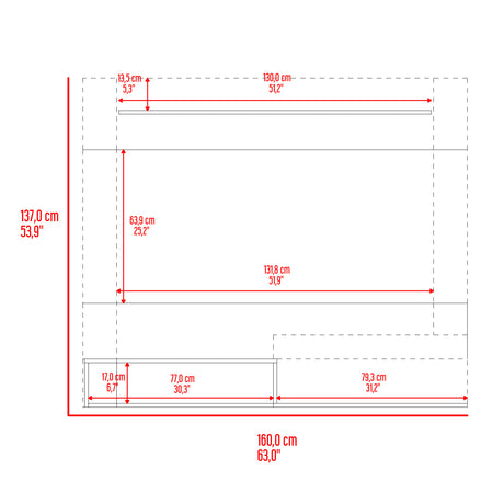 Panel de TV Beijing Fresno Europeo 16x24.4cm Para TV Hasta 70" Pulgadas con Tres Compartimientos - MUEBLES DE TV | Bylmo