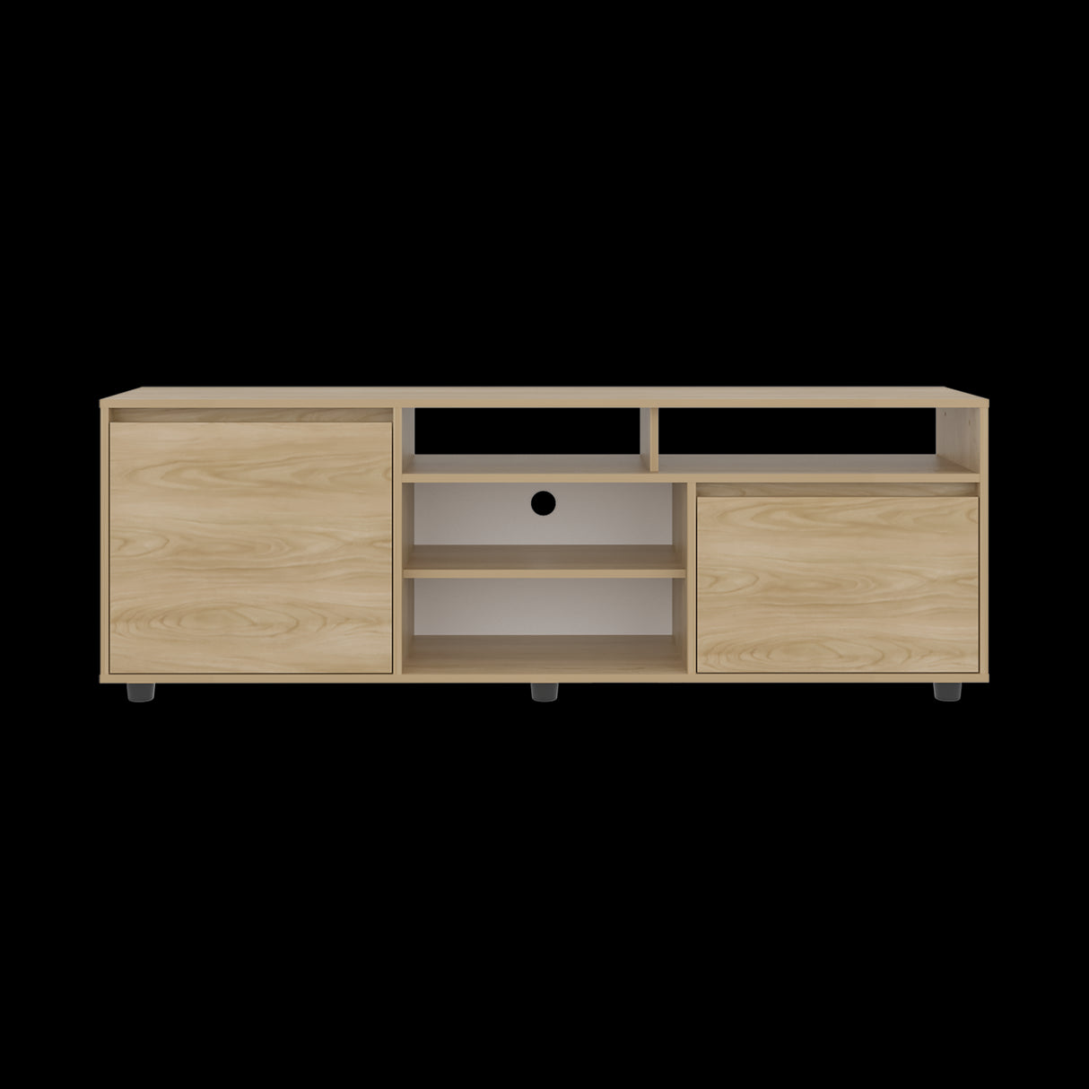 Rack de TV Pino Fresno Europeo 160x55cm Para TV Hasta 70" Pulgadas con Seis Compartimientos - MUEBLES DE TV | Bylmo