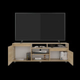 Rack de TV Pino Fresno Europeo 160x55cm Para TV Hasta 70" Pulgadas con Seis Compartimientos - MUEBLES DE TV | Bylmo