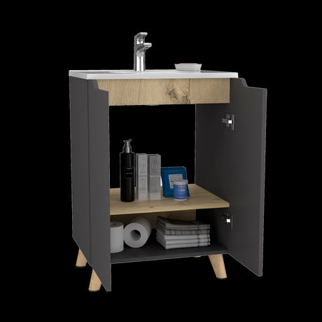Mueble para Lavamanos Laurent Plomo 60x86cm Individual con Lavamanos y sin Grifería - MUEBLES PARA LAVAMANOS | Bylmo