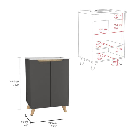 Mueble para Lavamanos Laurent Plomo 60x86cm Individual con Lavamanos y sin Grifería - MUEBLES PARA LAVAMANOS | Bylmo