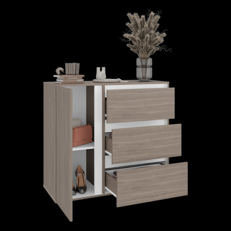 Cómoda Niza Bardolino y Blanco 100x91cm De Tres Hileras con Tres Cajones - CAJONERAS Y COMODAS | Bylmo