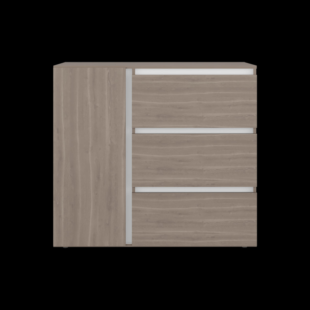 Cómoda Niza Bardolino y Blanco 100x91cm De Tres Hileras con Tres Cajones - CAJONERAS Y COMODAS | Bylmo
