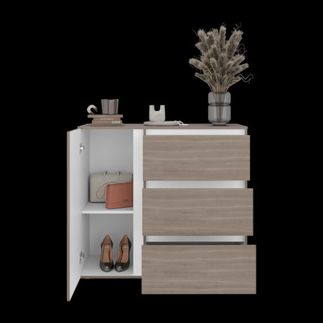 Cómoda Niza Bardolino y Blanco 100x91cm De Tres Hileras con Tres Cajones - CAJONERAS Y COMODAS | Bylmo