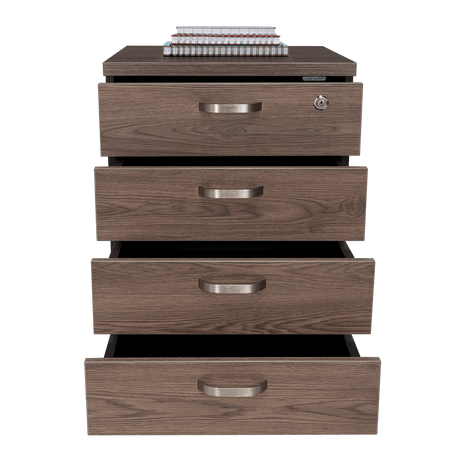 Archivador Home Office Coñac 47.5x71cm Carta con Ruedas con Tres Cajones y con Cerradura - ARCHIVADORES | Bylmo