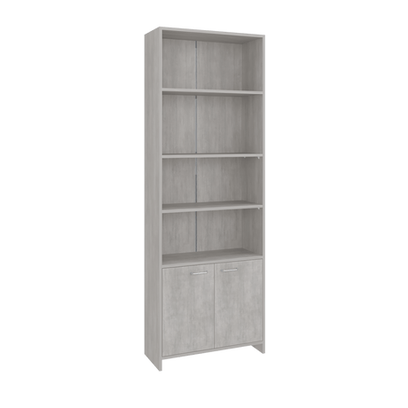 Biblioteca Lisa Cemento 63x180cm Rectangular con Cuatro Entrepaños y con Cinco Compartimientos - BIBLIOTECAS Y ESTANTERIAS | Bylmo
