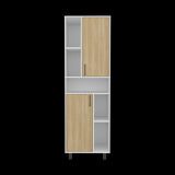 Estantería Bryce Blanco y Fresno Europeo 60x190cm Rectangular con Cuatro Entrepaños y con Nueve Compartimientos - BIBLIOTECAS Y ESTANTERIAS | Bylmo