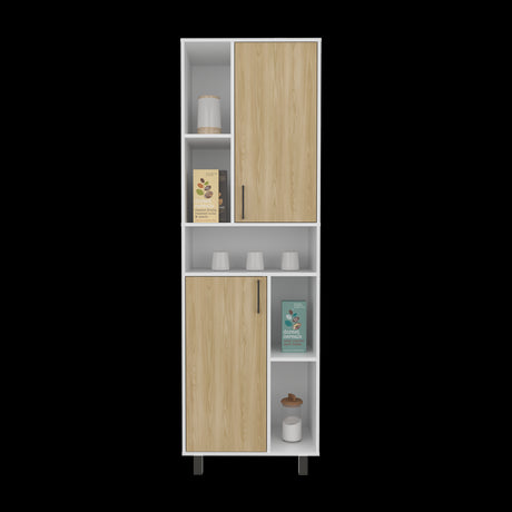 Estantería Bryce Blanco y Fresno Europeo 60x190cm Rectangular con Cuatro Entrepaños y con Nueve Compartimientos - BIBLIOTECAS Y ESTANTERIAS | Bylmo