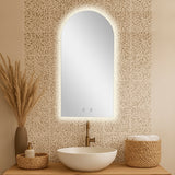 Espejo de Baño Arco Superior Atenas 50x100cm Flotado Sin Marco con Antiempaño y con Iluminación LED - ESPEJOS DE BANHO | Bylmo