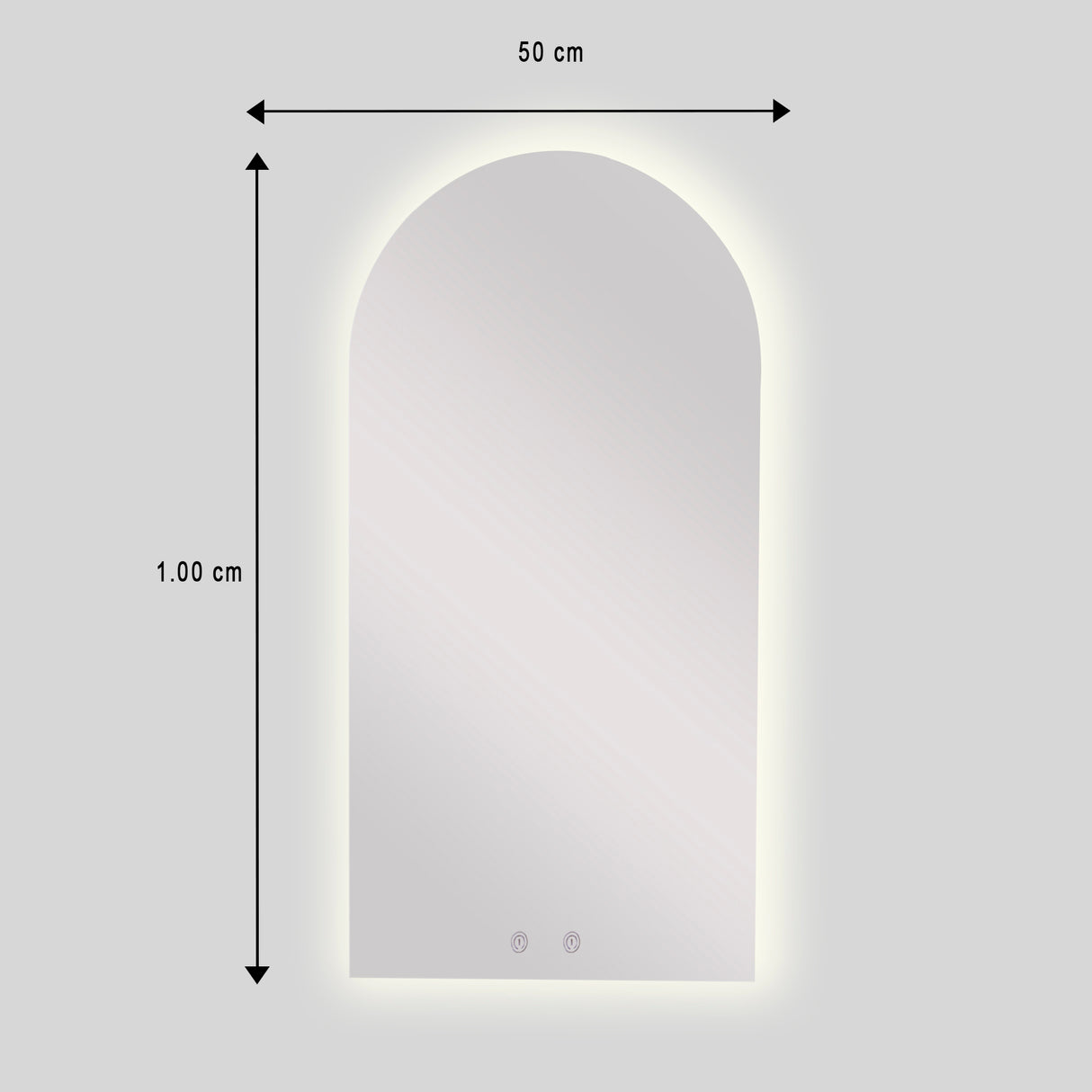 Espejo de Baño Arco Superior Atenas 50x100cm Flotado Sin Marco con Antiempaño y con Iluminación LED - ESPEJOS DE BANHO | Bylmo