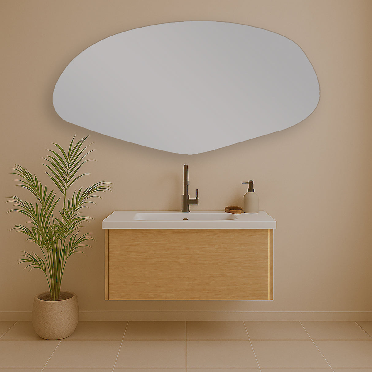 Espejo de Baño Asimetrico Allende 120x60cm Flotado Sin Marco - ESPEJOS DE BANHO | Bylmo