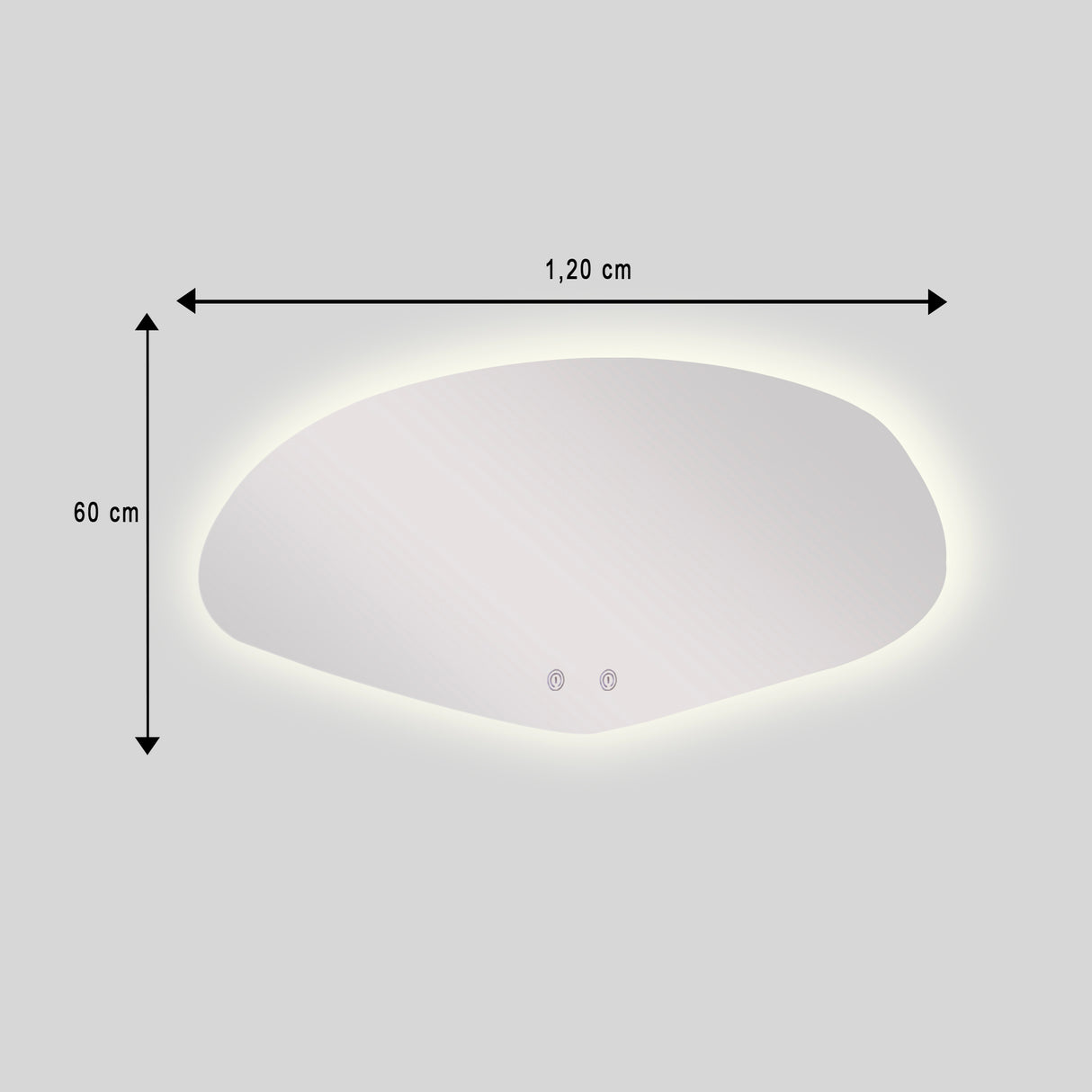 Espejo de Baño Asimetrico Allende 120x60cm Flotado Sin Marco con Antiempaño y con Iluminación LED - ESPEJOS DE BANHO | Bylmo