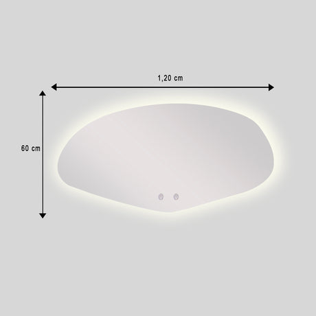 Espejo de Baño Asimetrico Allende 120x60cm Flotado Sin Marco con Antiempaño y con Iluminación LED - ESPEJOS DE BANHO | Bylmo