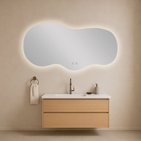 Espejo de Baño Asimetrico Cairo 120x60cm Flotado Sin Marco con Antiempaño y con Iluminación LED - ESPEJOS DE BANHO | Bylmo