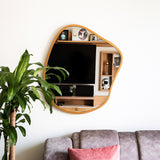 Espejo de Pared Asimetrico Tahiti Dorado 60x70cm con Marco En Madera - ESPEJOS DE PARED | Bylmo