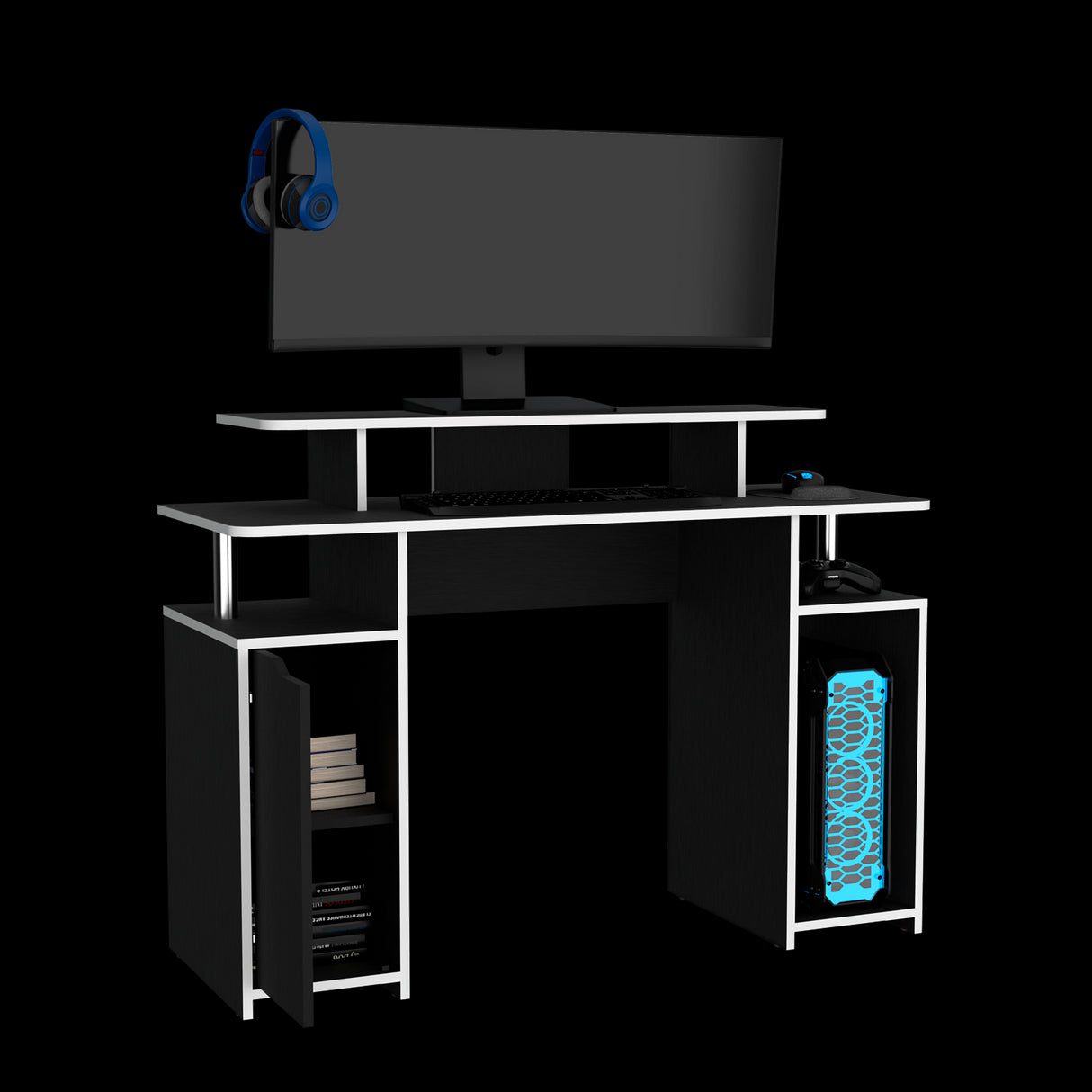 Escritorio Gamer Keria Lite Wengue 120x88.5cm sin Cajones - ESCRITORIOS | Bylmo
